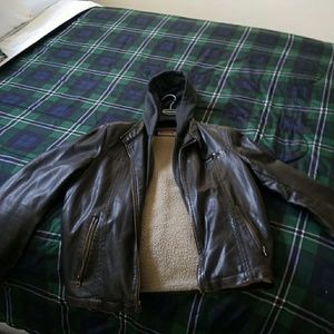 Levi's leather jacket w hoodie